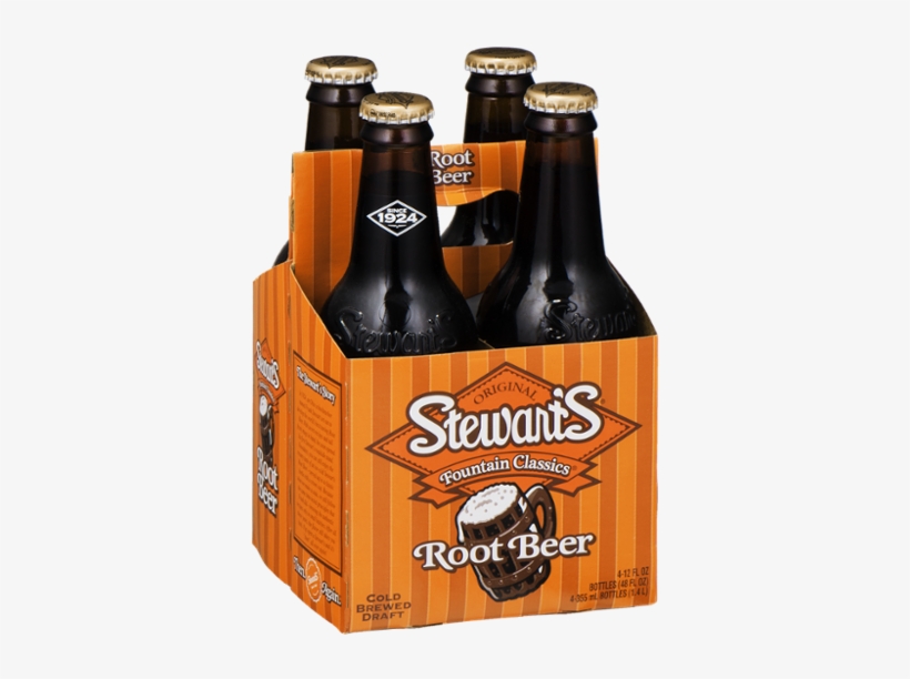 Stewart's Root Beer, 12 Fl Oz Glass Bottles, 4 Pack, transparent png #3933265