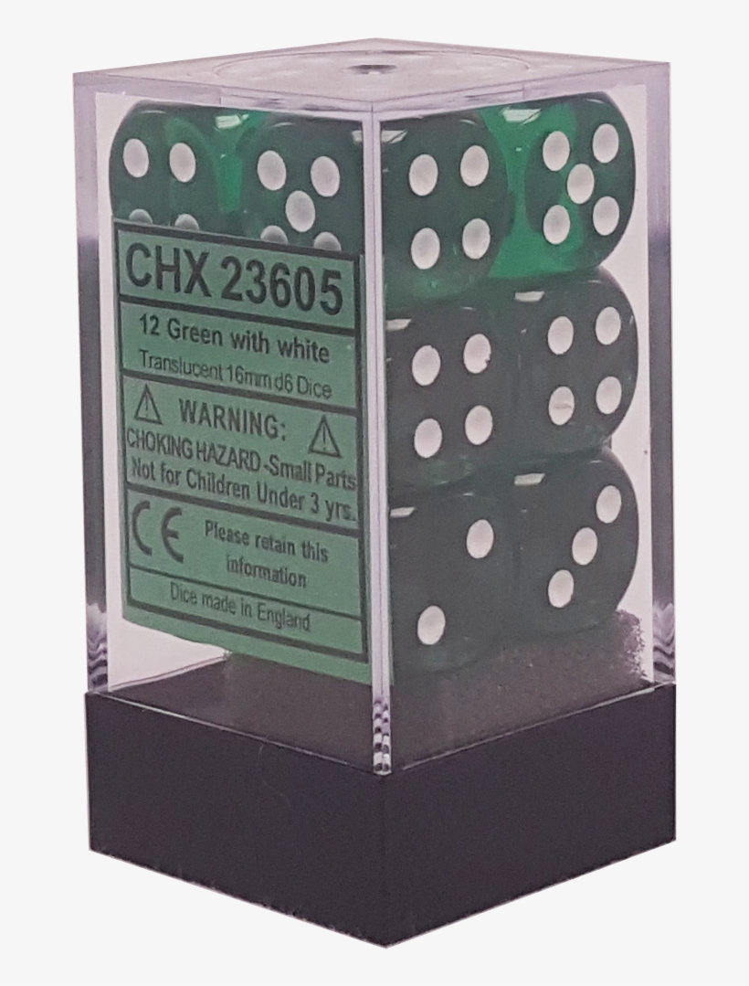 Translucent Green With White 16mm D6 - Dice Game, transparent png #3933418