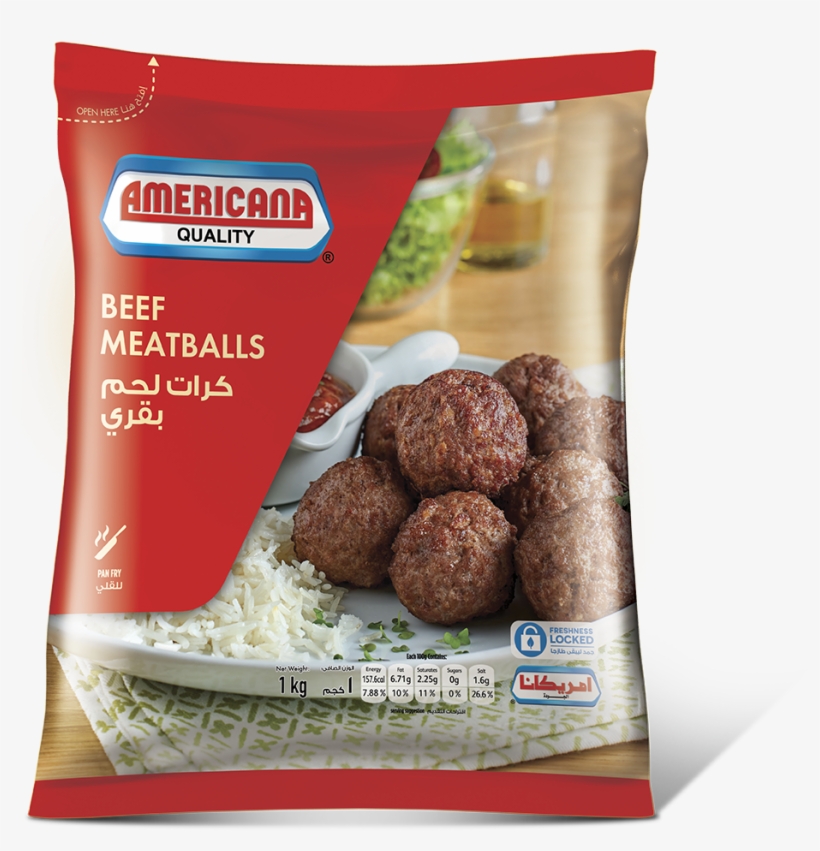 360101 Americana Beef Meatballs 1000g New Bag Design - Americana Food, transparent png #3935713
