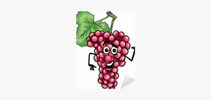 Funny Red Grapes Fruit Cartoon Illustration Sticker - Grape Fruit Cartoon, transparent png #3936009