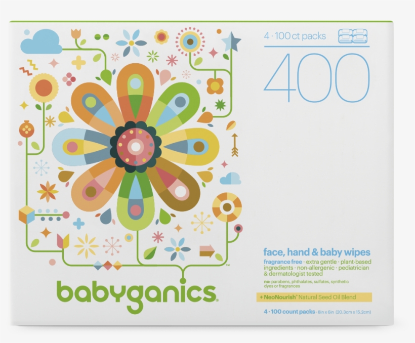 Babyganics - Face Hand & Baby Wipes Fragrance Free, transparent png #3936625