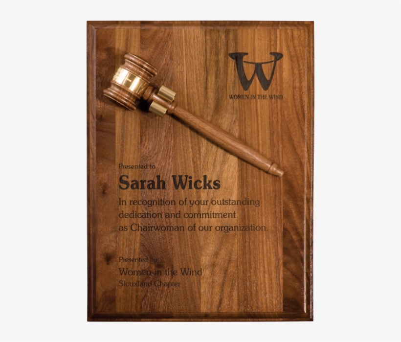 6c1201-a Walnut Plaque Mouted Gavel - Gavel, transparent png #3936801