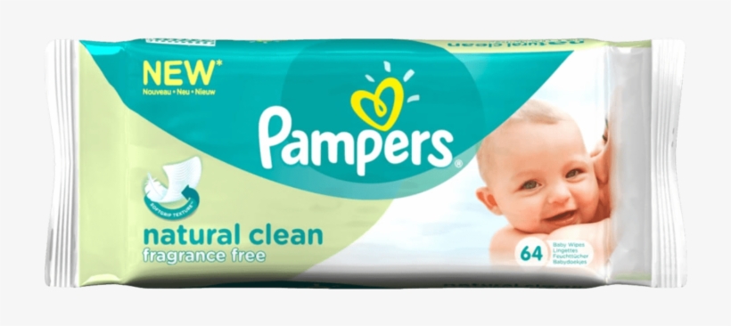 Pampers Sensitive Baby Wipes 64 Units 385 G - Pampers Baby Wipes Natural Clean, transparent png #3937049