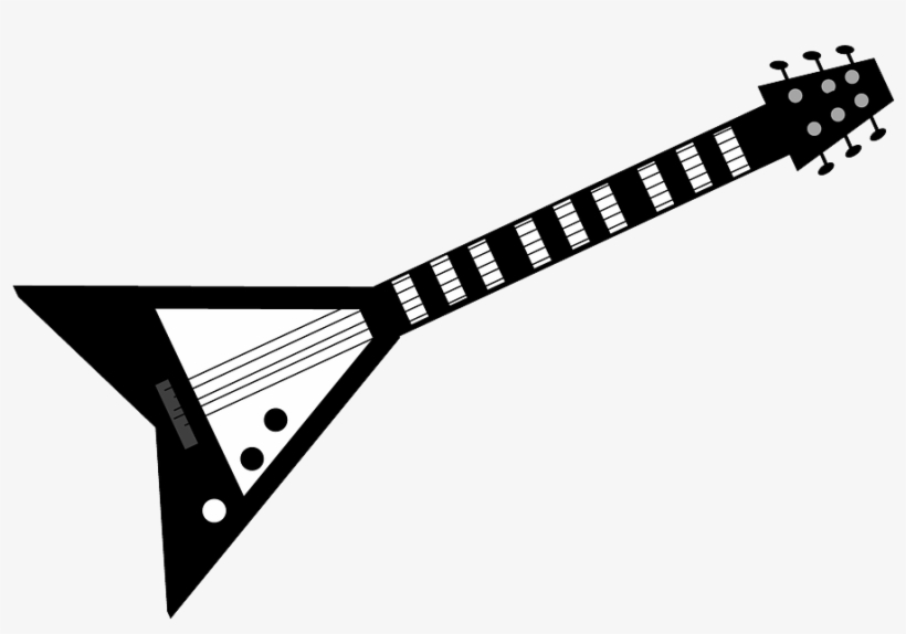 Rock Guitar Png Pic - Electric Guitar Clipart Black And White, transparent png #3937683