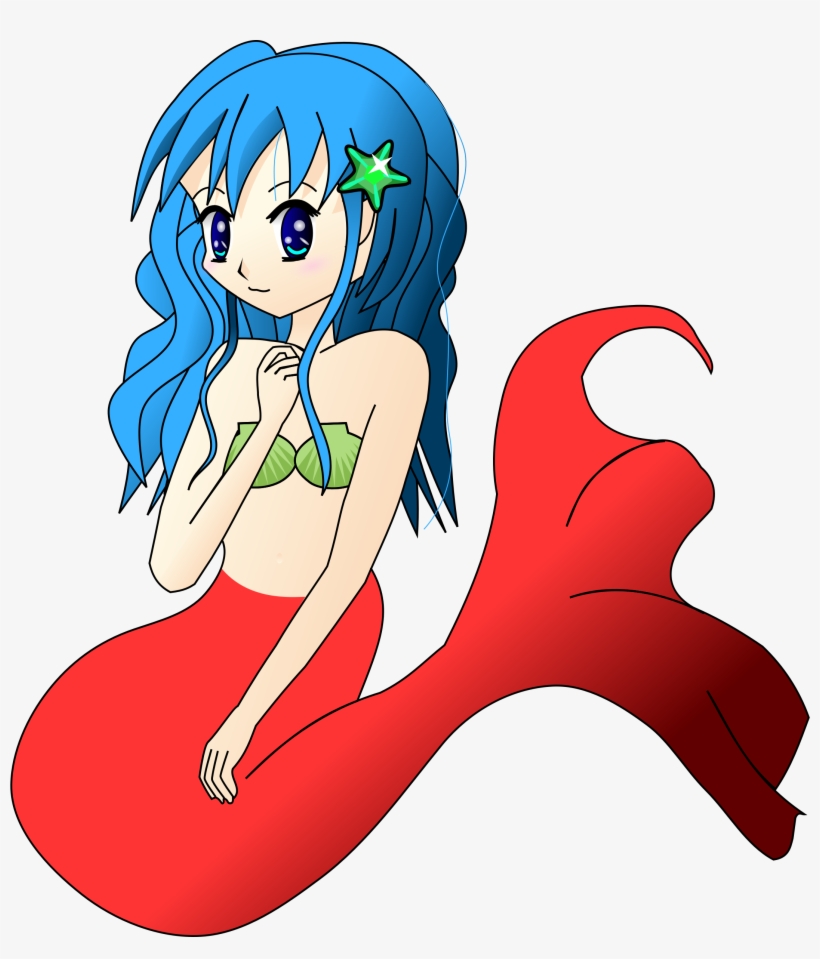 File - Merma#paulliu - Mermaid Anime Girl Blue, transparent png #3937824