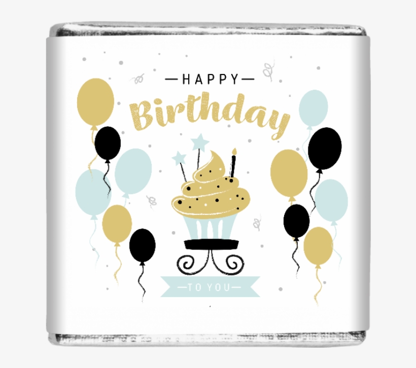 25 X Blue, Black & Gold Balloons Party Happy Birthday - Birthday, transparent png #3938632