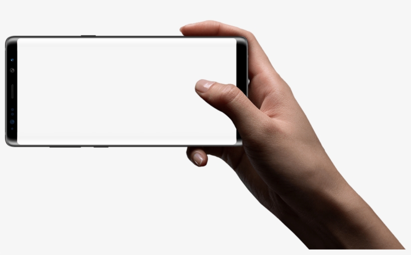Hand Holding The Galaxy Note8 In Landscape Mode - Selfie Mockup, transparent png #3940001