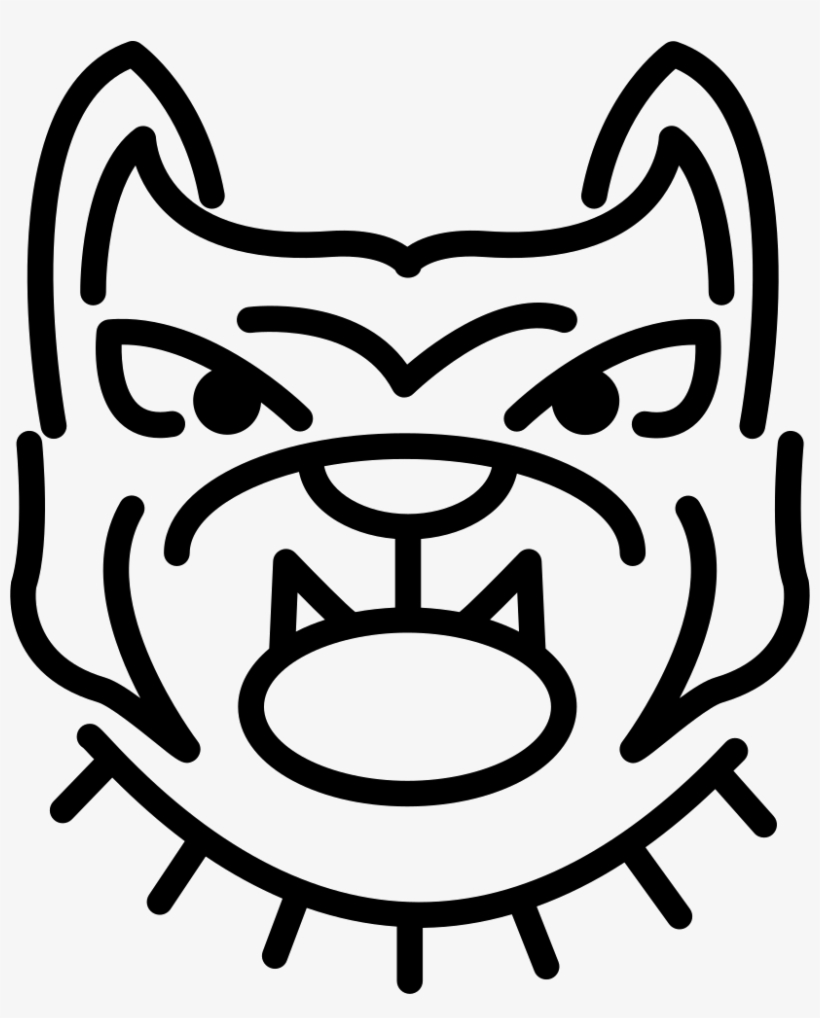 Angry Bulldog Face Outline - Bulldog, transparent png #3942391