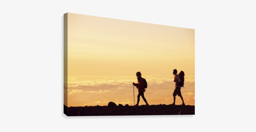 Hikers With Backpacks Hiking On Top Of A Mountain At - Printscapes Wall Art: 36" X 24" Canvas Print With Black, transparent png #3942693
