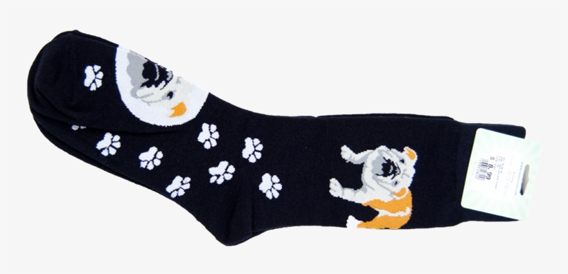 Standing Bulldog, Bulldog Face, And Paw Prints Socks - Sock, transparent png #3942768