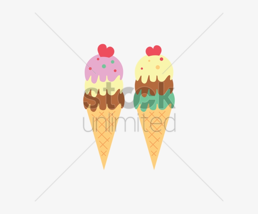 Shapes Clipart Ice Cream Cone - Two Ice Cream Cartoon, transparent png #3945942