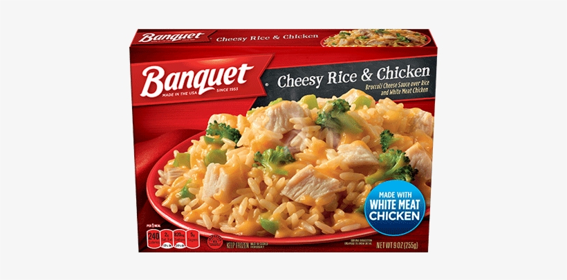 Cheesy Rice & Chicken - Banquet Salisbury Steak, Mega Meal - 15.25 Oz, transparent png #3946145