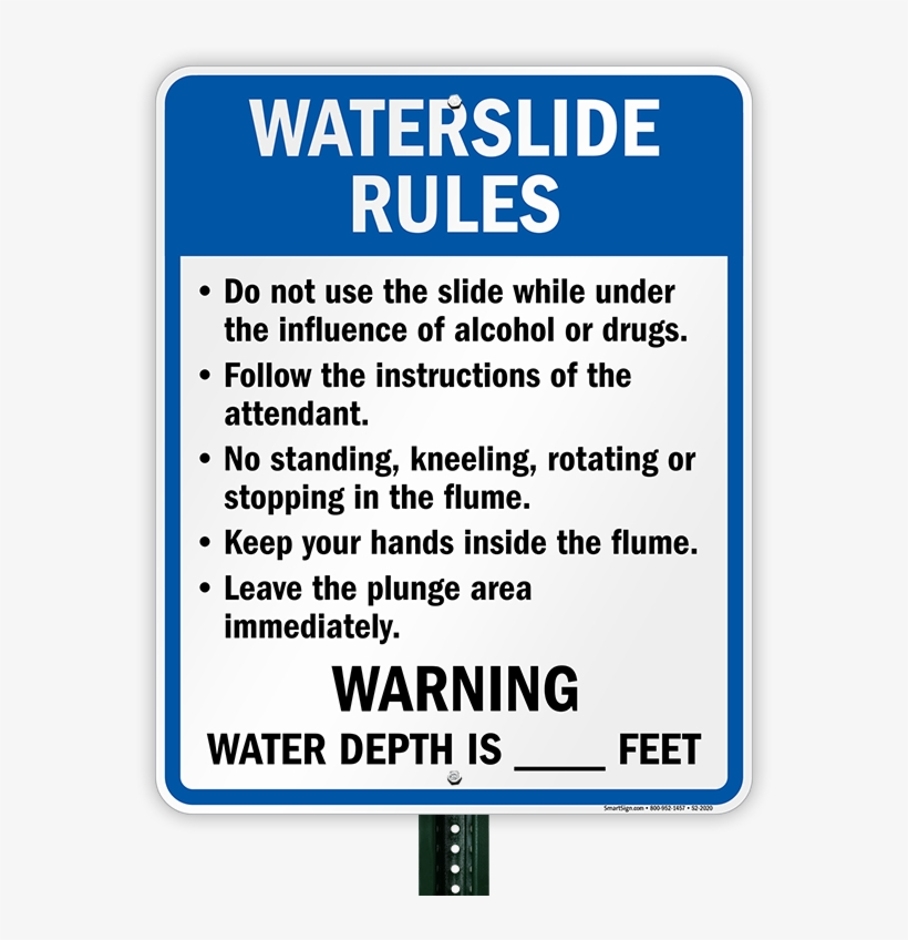Waterslide Rules For Wisconsin - Water Slide Rules Sign, 24" X 18", transparent png #3946819