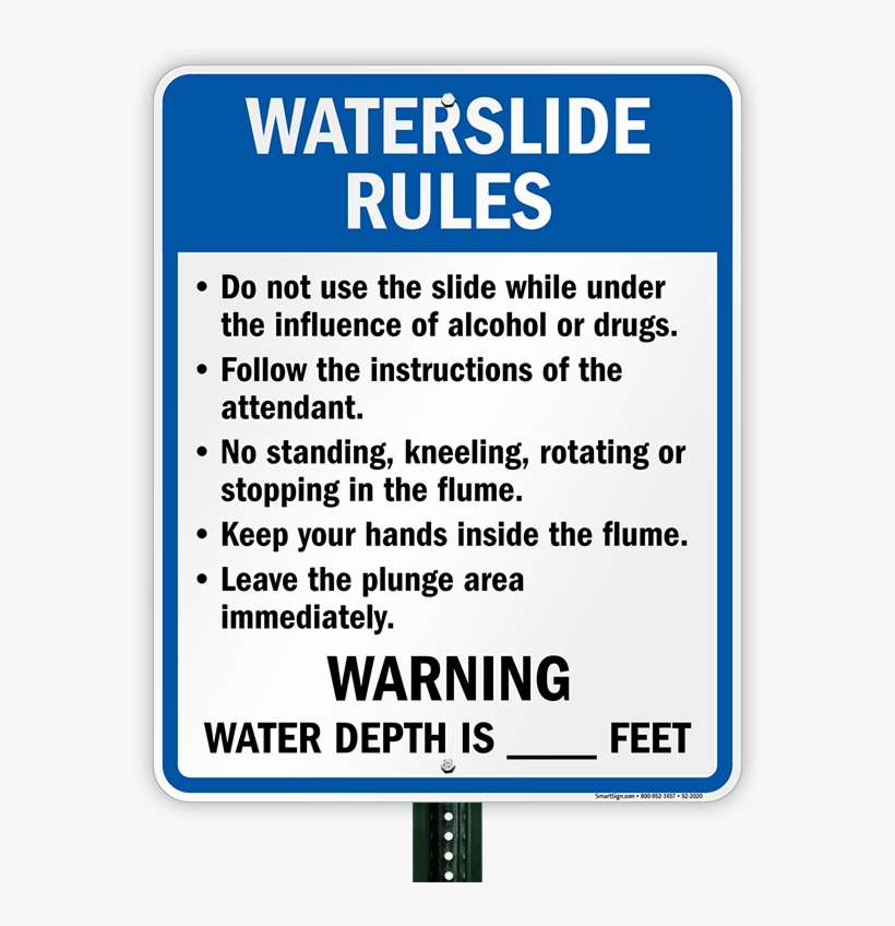 Waterslide Rules For Wisconsin Water Slide Rules Sign, 24" X 18