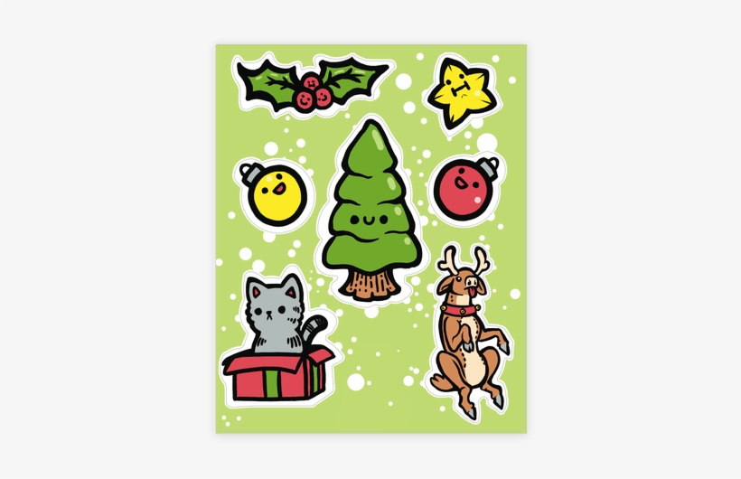 Cute Christmas Friends Sticker/decal Sheet - Christmas Cute Sticker, transparent png #3947370