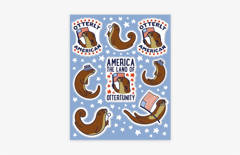 Otterly American Sticker/decal Sheet - Poster, transparent png #3947642