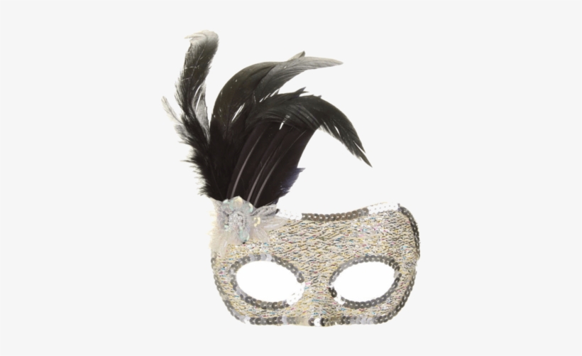 Decorative Silver Mask With Sequin Detailing Flower - Masque, transparent png #3948976