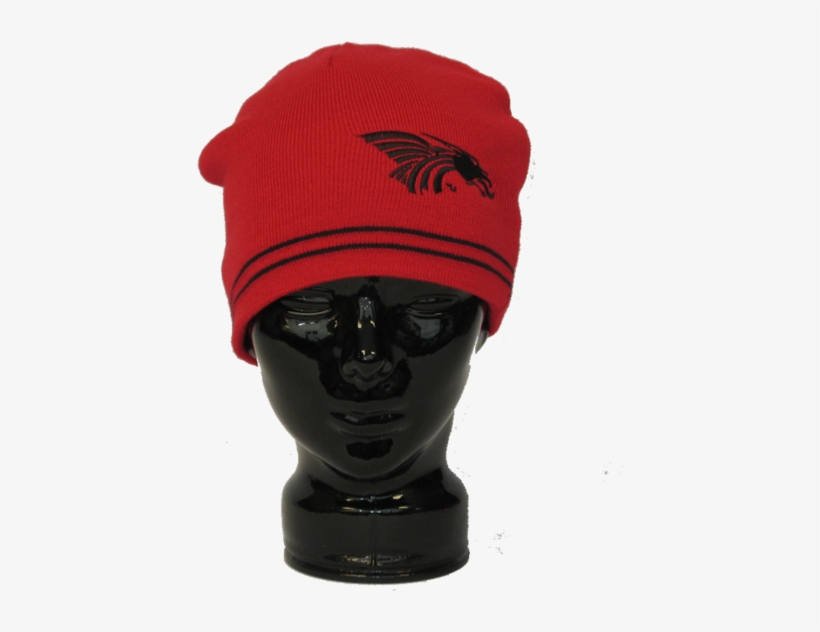 One Size Fits Most Red Beanie, With Black Accents - Black, transparent png #3951525
