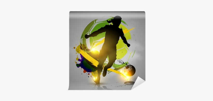 Silhouette Soccer Player Ink Splatters Wall Mural • - Football, transparent png #3954327