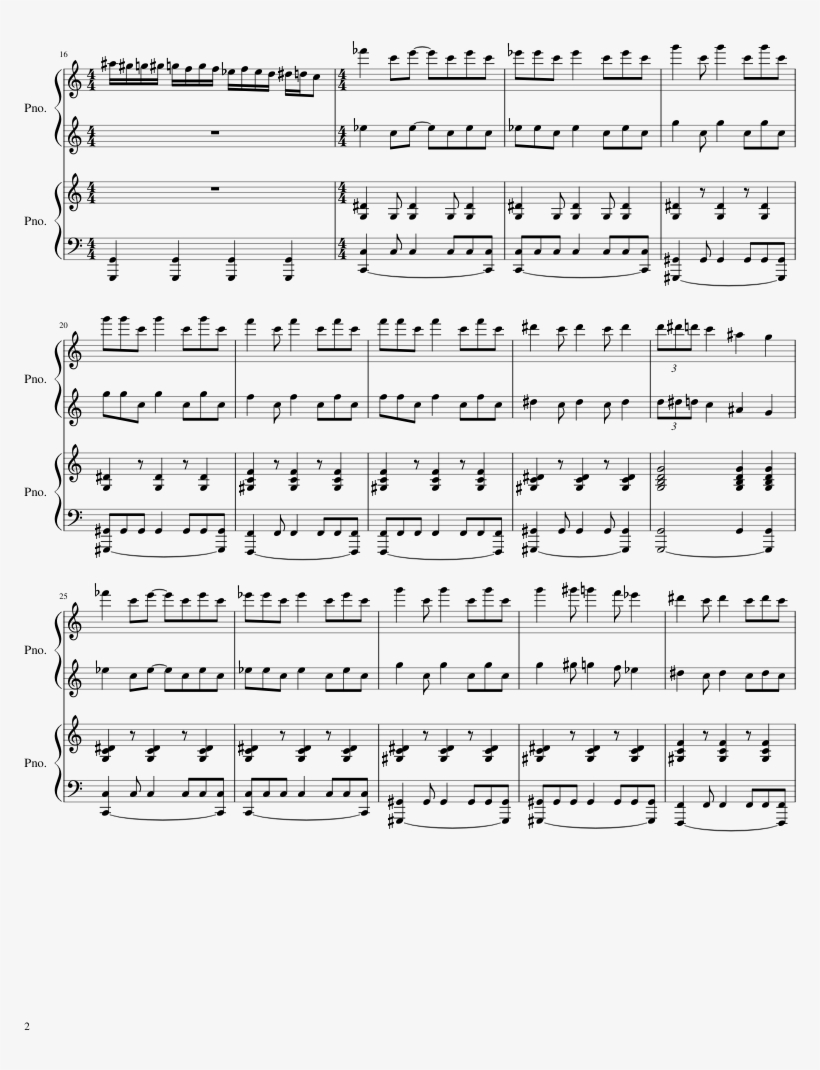 Through The Fire And Flames Sheet Music Composed By - Number, transparent png #3955084