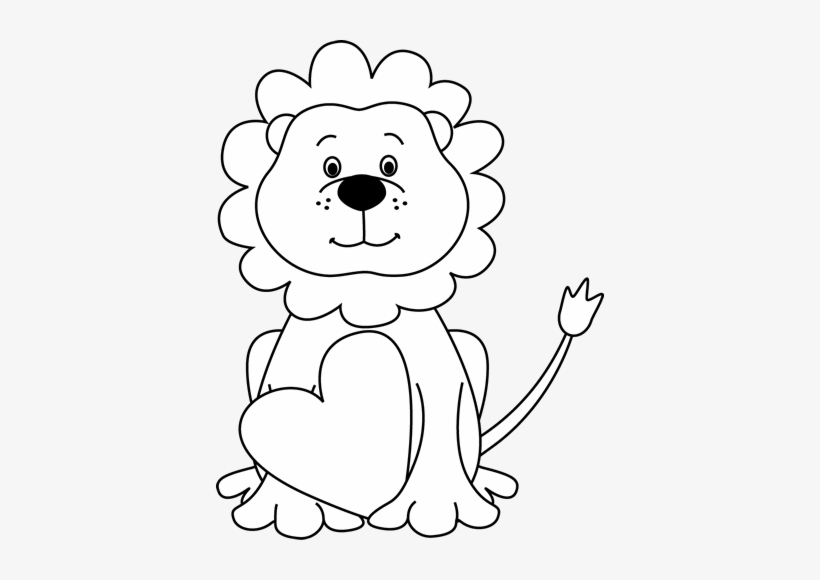 Lion Black And White Baby Lion Clipart Black And White - Cute Lion Black And White Cute, transparent png #3955306