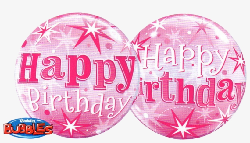 Cardiff Balloons Brings You A Pink Happy Birthday Bubb - Bubble Balloon - Birthday Pink Starburst Sparkles 56, transparent png #3956242