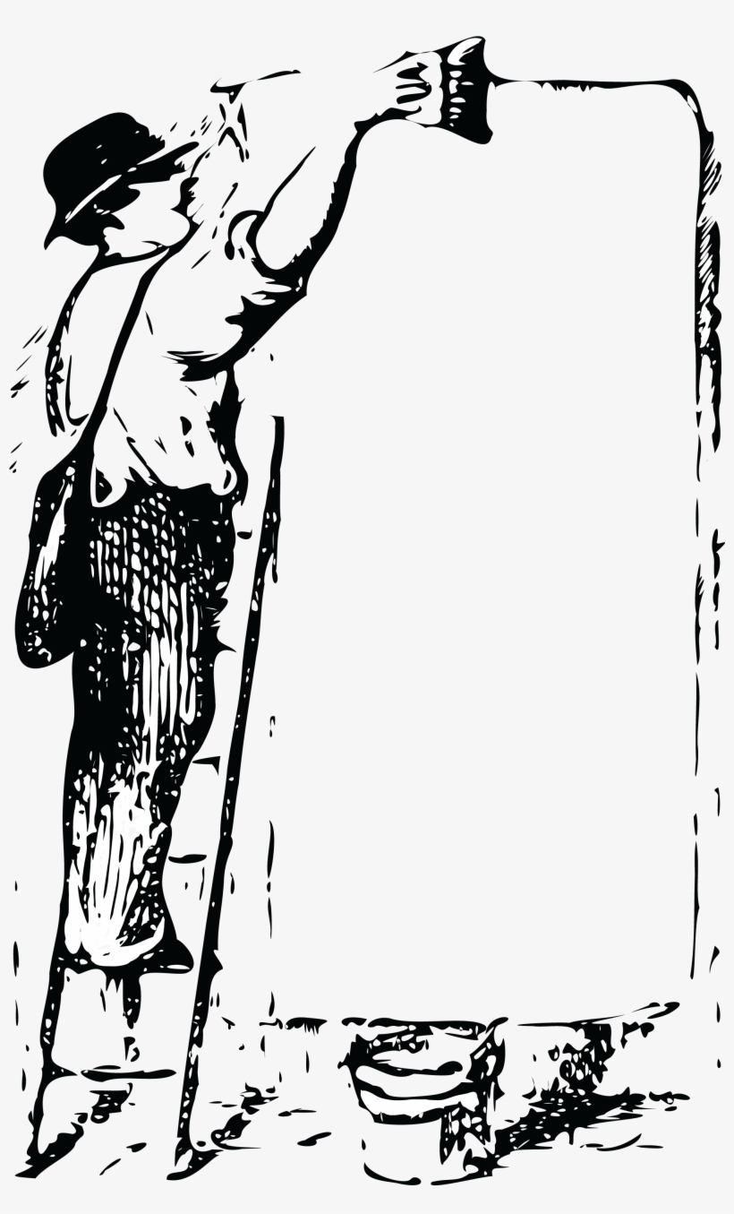, , - Man Painting Wall Black And White, transparent png #3957209