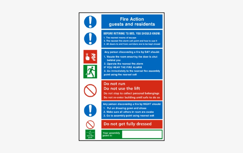 General Fire Action Notice Sticker - Hotel Room Safety Signs, transparent png #3957329