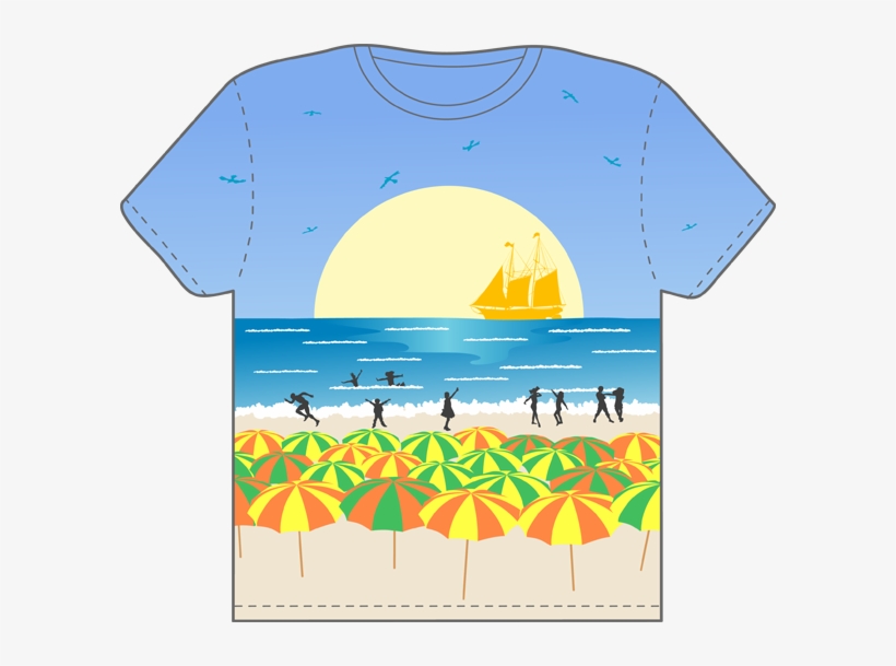 Clip Art Graphic Of A Blue Short Sleeved T Shirt Character - Beach Theme T Shirt, transparent png #3961831