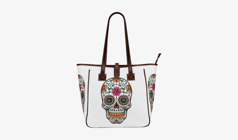 Colorful Floral Sugar Skull Classic Tote Bag - In.rhan Women's Skull Flower Beech Canvas Tote Bag, transparent png #3962645