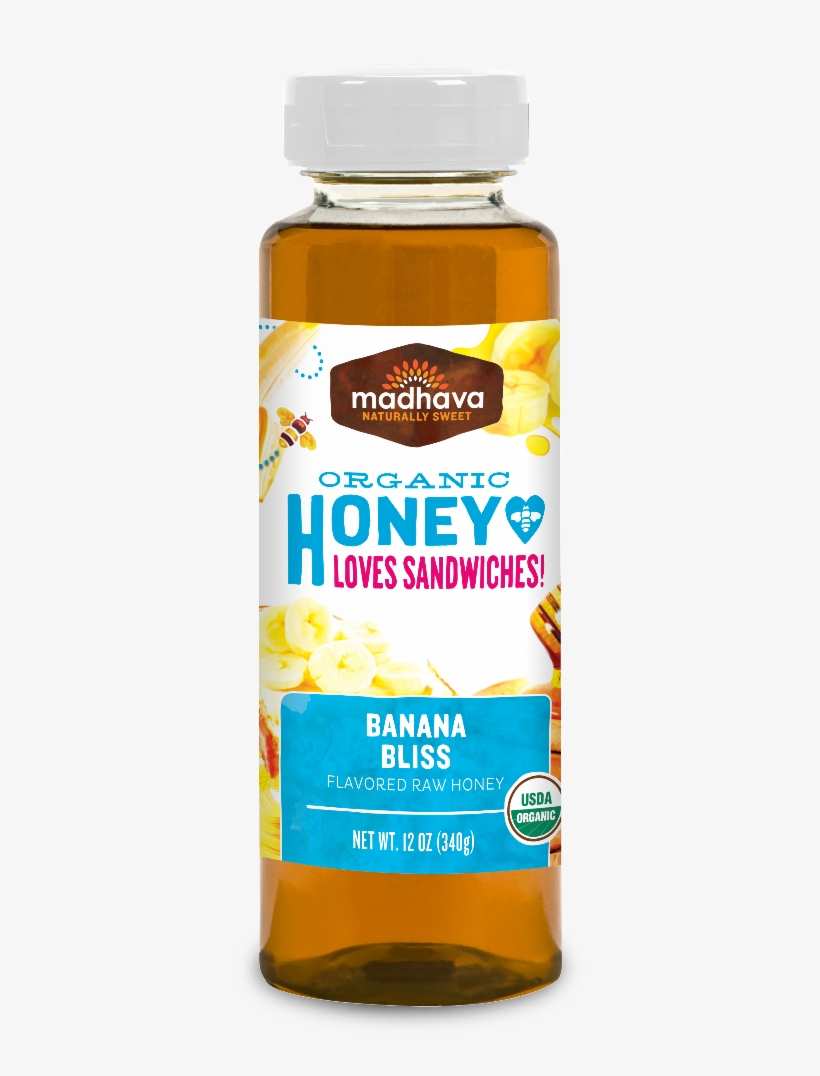 Banana Bliss 12 Oz - Madhava Honey, Organic, Banana Bliss - 12 Oz, transparent png #3962740