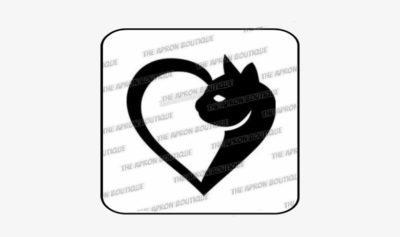 Cat In Heart Stencil - Tattoo, transparent png #3963347