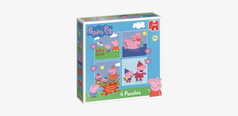Peppa Pig 4in1 Puzzle Pack - Jumbo 4 Peppa Pig Jigsaw Puzzles (4 - 16 Pieces), transparent png #3963376