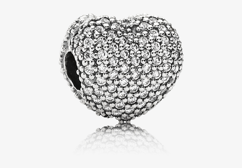 Pavé Open My Heart Clip, Clear Cz - Genuine Pandora S925 Silver Heart Pave Clip W/clear, transparent png #3963697