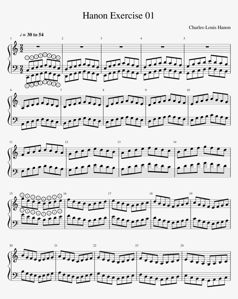 Hanon Exercise 01 Sheet Music Composed By Charles-louis - Attention Charlie Puth Piano Sheet Music, transparent png #3964260