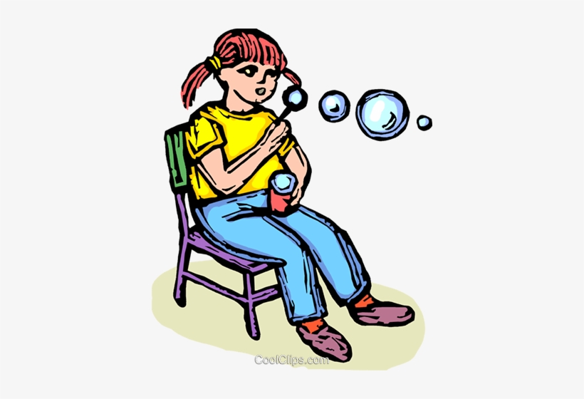 Girl Blowing Bubbles Royalty Free Vector Clip Art Illustration - Illustration, transparent png #3965324