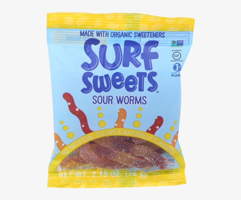 Surf Sweets Super Sour Gummy Worms Organic-2 - Surf Sweets Organic Fruity Bears - Pack Of 12 - 2.75, transparent png #3965400