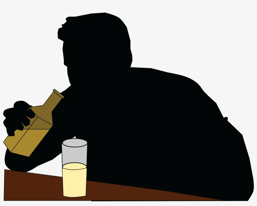 Silhouetted Alcoholic Man - Alcoholic Clip Art, transparent png #3965402