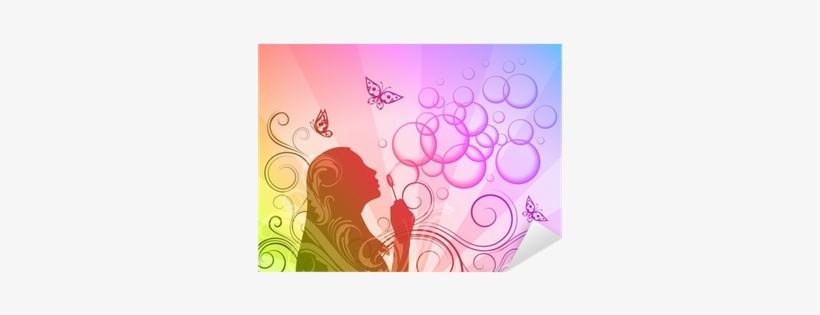 Autocolante Pixerstick Rainbow Background With Girl - Ragazza Bolle Di Sapone Disegno, transparent png #3965603