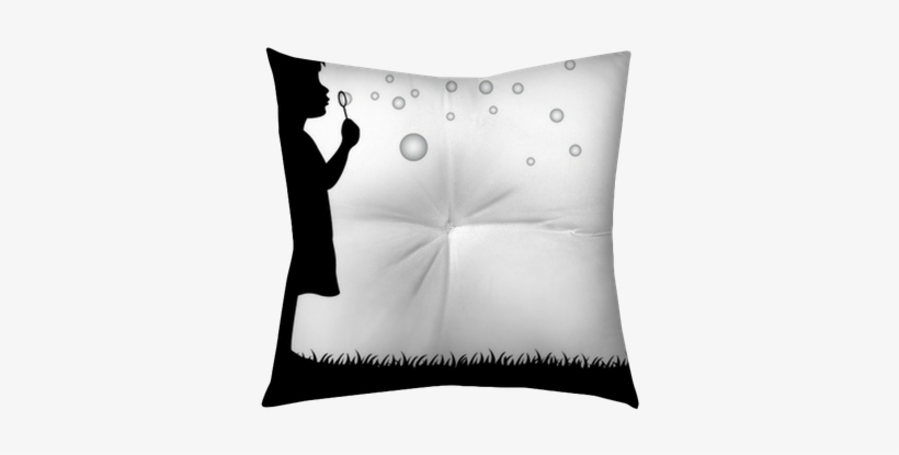 Little Girl Blowing Soap Bubbles Tufted Floor Pillow - Soap Bubble, transparent png #3965707