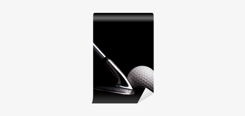 Golf Club With Ball On Black Background Wall Mural - Golf, transparent png #3966359
