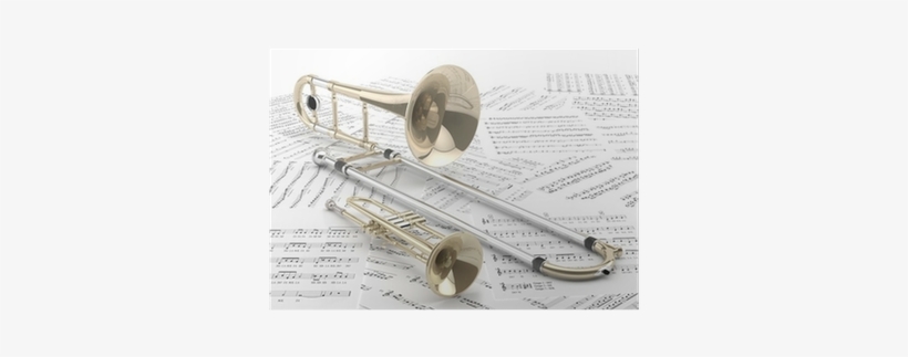 Trombón Y Trompeta Sobre Partituras 2 Poster • Pixers® - Trompetas Y Trombones, transparent png #3966380