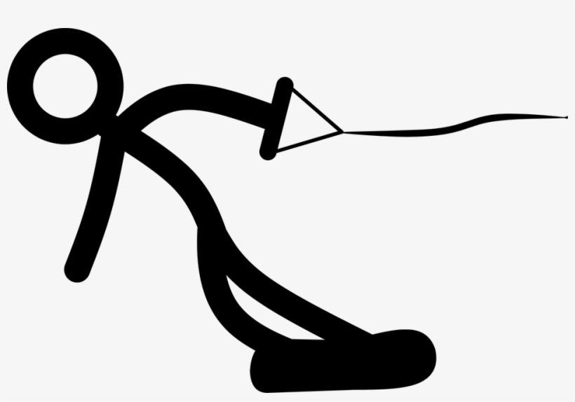 Stick Man Wakeboard Wake Boarding - Stick Figure Wakeboarder, transparent png #3967314