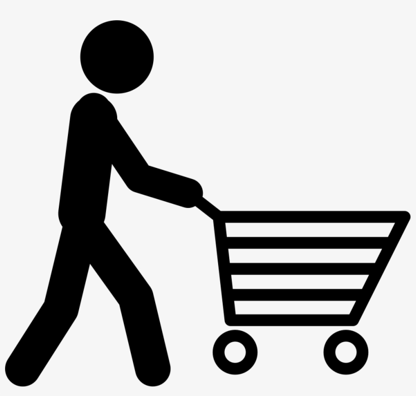 Man Pushing A Shopping Cart Comments - Person With Shopping Cart Icon, transparent png #3970090