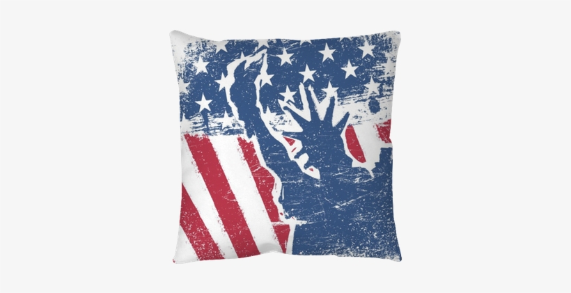 American Flag And Liberty Statue Silhouette Grunge - Stretched Canvas Print: Vintage American Flag Detail, transparent png #3970181