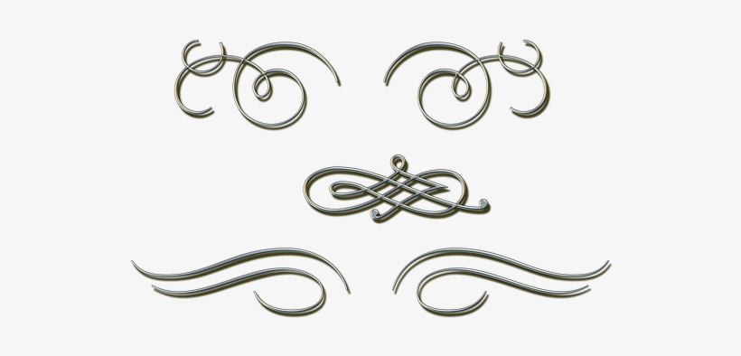 Ornate Metal Silver Curlicue Decorative An - Curlicue, transparent png #3970495