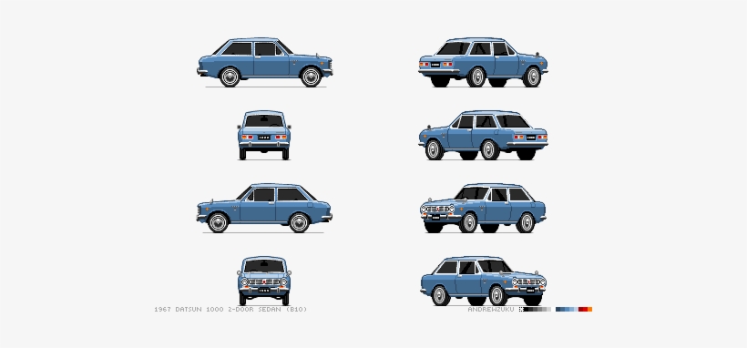 Datsun 1000 Pixel Car - Car Pixel Art 2d, transparent png #3971176