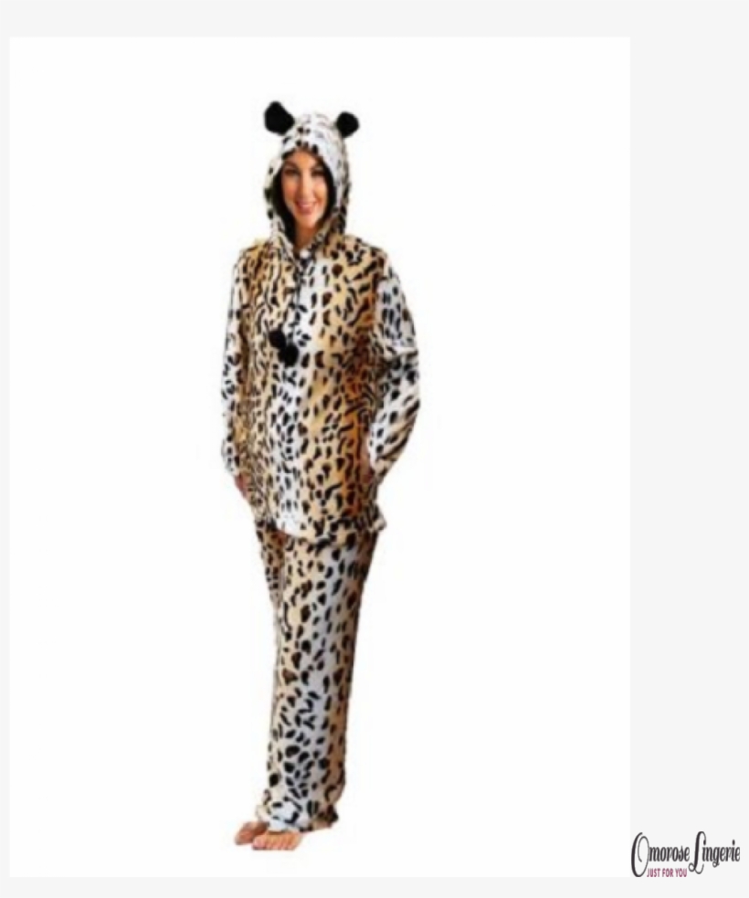 Slenderella Luxury Tiger Print Pyjamas With Hood - Pajamas, transparent png #3972754