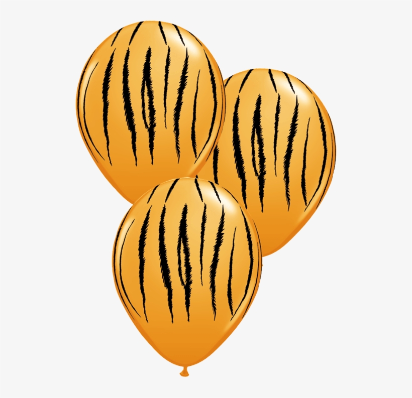 3 Tiger Print Latex Balloons - 6 Pack Jungle Tiger Stripes Latex Balloons, transparent png #3972924