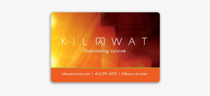 Kil@wat Illuminate Cuisine Milwaukee Dining Gift Card - Kil@wat, transparent png #3973928